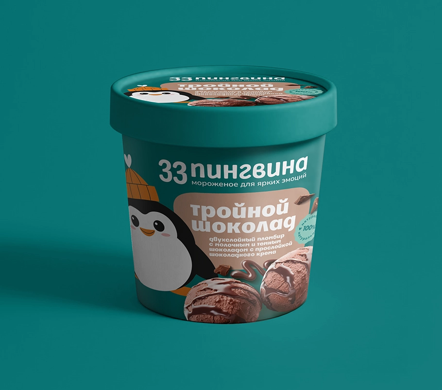 комплексный ребрендинг бренда мороженого «33 пингвина»