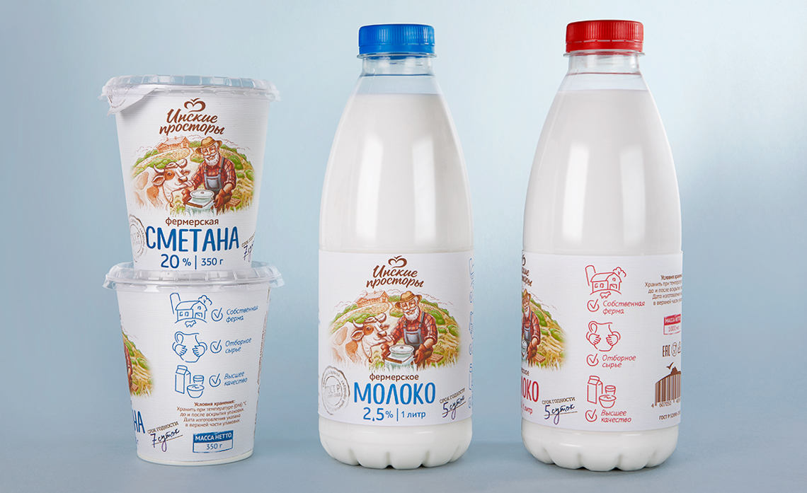 Инские просторы. Разработка дизайна упаковки для молочной продукции — A.STUDIO